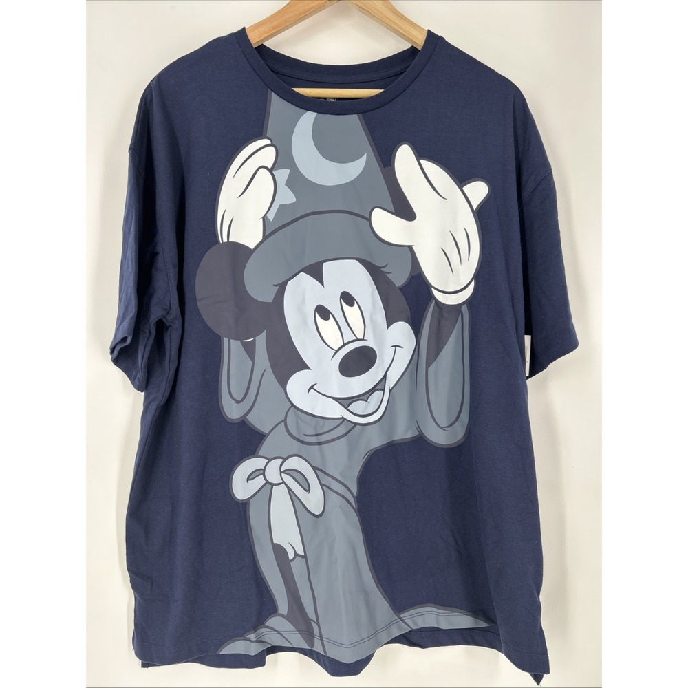 Disney parks 2025 Sorcerer Mickey T Shirt Sz L Double Sided Blue NWT